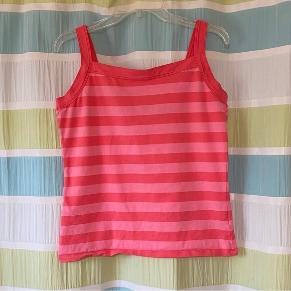 Liz Claiborne Y2K Striped Square Neck Pink Tank Top Sz Large - Picture 8 of 8